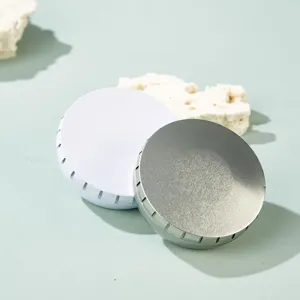 Round small metal tin box set, push open design, ideal for cosmetics, pills and candies.
