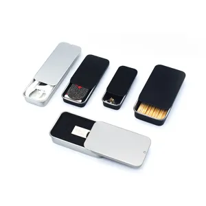 Slide cover metal tin box set, portable storage iron boxes for small items and accessories.