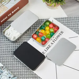 Boîte en fer-blant coulissante portable petit conteneur métallique pour bonbons et fil dentaire.