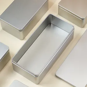 Matter silberner rechteckiger Metall Blechdosen Behälter für Schmuck und Lebensmittel