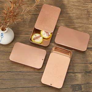 Boîte en métal coulissante pour bijoux, bagues, pilules, bonbons et rangement de bureau.