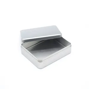 Silberne rechteckige Blechdose Aufbewahrungsbox aus Metall mit Deckel für Geschenke