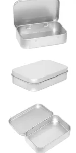 Silberne Metallblechdose mit Scharnierdeckel kleine Aufbewahrungsbox fuer Minzen Schmuck 3tlg