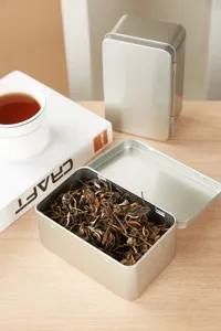 Silberne Metalldose mit Klappdeckel für Tee, Snacks und Kleinteile. Robuste Aufbewahrungsbox.