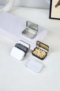 Petite boîte de rangement en métal couvercle rabattable conteneur pour bijoux bonbons