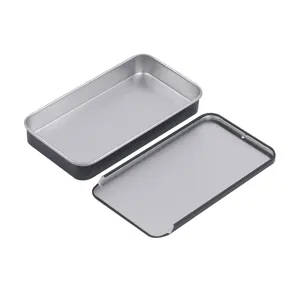 Caja de metal deslizante rectangular, ideal para guardar caramelos, pastillas u objetos.