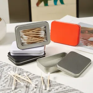 Rechteckige matte Weißblechdose Mini Metall Aufbewahrungsbox mit Sichtfenster fur kleine Dinge.