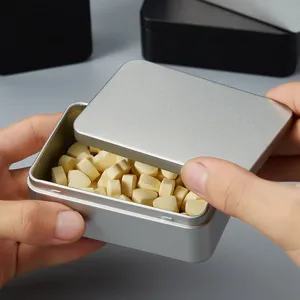 Kleine Metall Aufbewahrungsdose mit Deckel fuer Tee Schmuck Tabletten silber tragbar