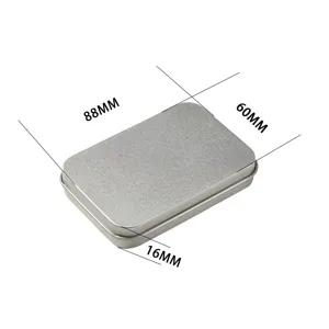 Silberne rechteckige Metall-Dose für USB-Stick Verpackung, kompakte Größe 88x60x16mm.