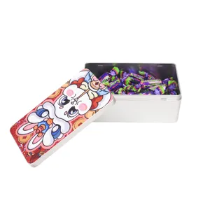 Metall Blechdose Aufbewahrungsbox mit Cartoon Deckel und leckeren Bonbons Geschenk.
