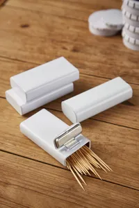 Portable white tinplate metal storage box mini flip mint candy box container detail shot