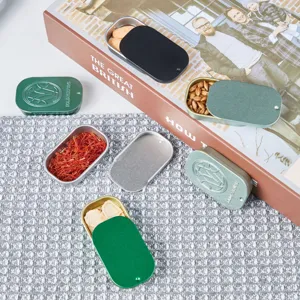 Kleine Schiebe-Metalldosen für feste Parfüms, Gewürze, kleine Accessoires und Tabletten.