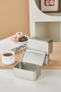 Silberne Metall-Klappdeckeldose für Snack-Aufbewahrung, Hardware-Verpackung und Teekuchen.