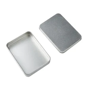 Rectangle metal tin storage box for USB drive, nail clippers, small items and keychains.