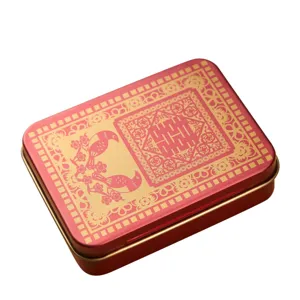 Traditionelle Chinesische Hochzeit Süßigkeiten Blechdose Tragbare Metall Aufbewahrungsbox Doppeltes Glück Elster Muster Geschenkbox