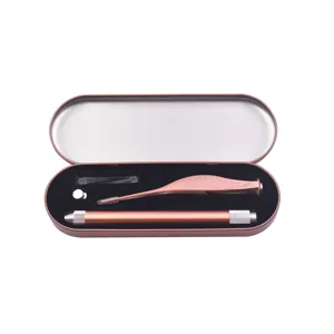 Roségouden metalen blikken opbergset met delicate pincet voor cosmetica details