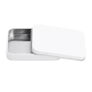Scatola di latta in metallo bianco rettangolare piccolo contenitore per chiavetta USB.