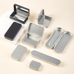 Metalek Blikken Opbergdoos Met Scharnierend Deksel Draagbare Mini Rechthoekige Blikken Etui Voor Sieraden Pil Snoep Kleine Items