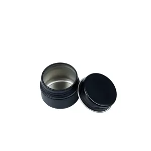 Minipot de stockage en metal noir portable, conteneur scelle avec couvercle pour pilules.