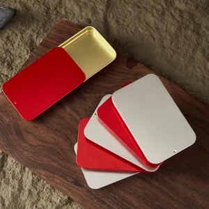 Portable sliding metal storage box for badges jewelry small items pocket size tin box