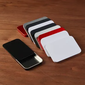 Portable sliding metal tin box set, multi-color mini pill and candy storage container.