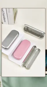 Portable flip metal storage box for stationery, cosmetics, glasses and small accessories.