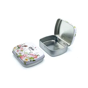 Kleine Blechdose mit Blumen Deckel, tragbare Metallbox für Süßigkeiten, Schmuck und Notizen.