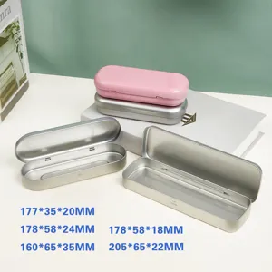 Portable Tinplate Storage Box Metal Flip Cover Rectangular Case With Hinge For Stationery Cosmetics And Small Items