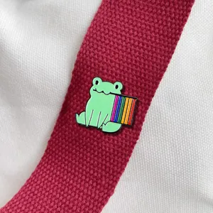 Cute cartoon rainbow frog enamel pin creative metal badge for clothes and bags accessories