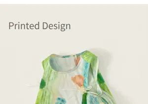 Kids summer sleeveless top green abstract print cute flower bow detail comfortable apparel