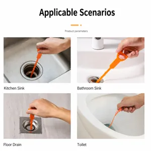 Desatascador de tuberías flexible de plástico para limpiar desagües de cocina y baño.