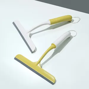 Mini silicone window squeegee for bathroom glass countertop cleaning tool with hanging rope