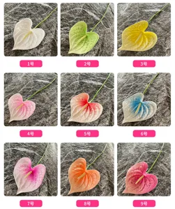 Artificial PU Anthurium Flower Soft Rubber Flamingo Lily Photography Prop Home Decor