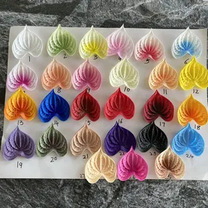 Artificial anthurium flower heads PU soft rubber heart shape floral props colors
