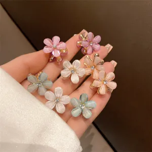 Pince à Cheveux en Alliage de Camélia Style Coréen pour Femmes Mini Pince en Strass de Cristal Accessoire de Cheveux Frais et Sucré