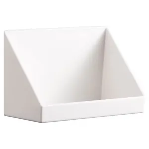 White angled storage box organizer for bathroom cabinet desktop and small items sorting