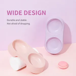 Macaron Color Plastic Double Pet Bowl Anti-Tip Food Water Feeding Bowl For Cats And Dogs Minimalist Pet Supplies
