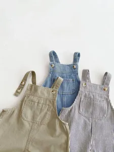 Infant baby casual denim overalls cute striped toddler rompers comfortable children clothing