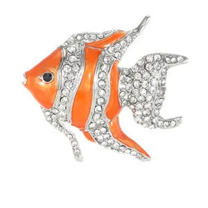 Exquisite rhinestone tropical fish brooch alloy fashion animal pin for stylish scarf decoration