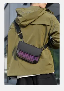 Men's geometric crossbody bag street fashion stylish shoulder bag for daily casual use