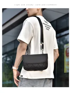 Men geometric crossbody bag stylish casual messenger bag urban trendy shoulder bag for men
