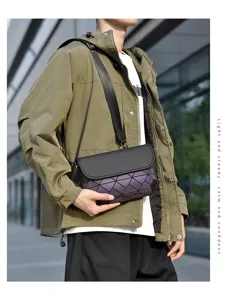 Geometric mens crossbody bag stylish urban shoulder bag casual geometric sling bag for men