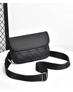 Men's black geometric crossbody bag stylish single shoulder bag modern casual daypack