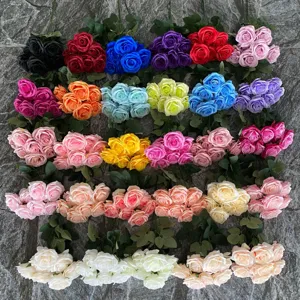 Artificial 7-fork rose bouquets for wedding arches, floral walls, and home decor displays.