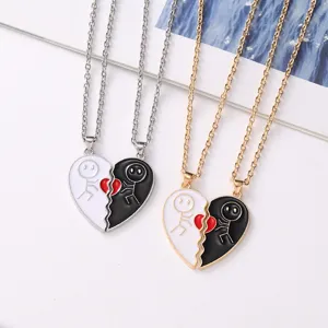 Matching couple heart necklaces best friend split heart pendant jewelry gift for valentines