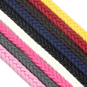 Multi-color braided flat leather rope DIY crafting accessories for garments and bags