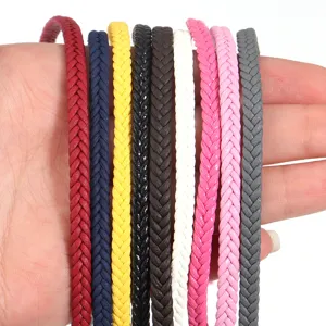 Colorful braided PU leather cord for DIY jewelry making, bracelet accessories, and clothing crafts.
