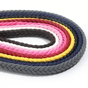 Multi-color flat braided PU leather cord for handmade DIY bracelets and bag accessories