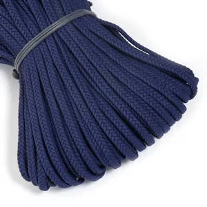 Dark blue 5-strand flat braided PU leather cord for handmade DIY crafts, jewelry, and apparel.