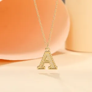 Gold-plated alloy letter A pendant necklace, chic initial jewelry for women and girls daily wear.